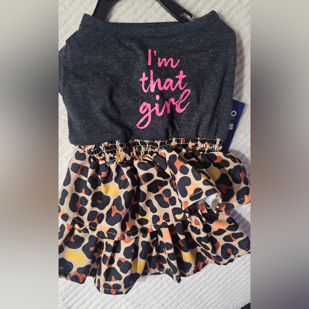 Petco Leopard Print Dog Dress “I’m That Girl” (XS) with Matching Dog Bsndana